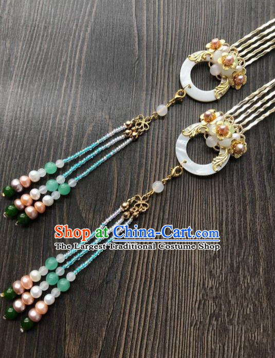 Chinese Ancient Princess Hair Accessories Traditional Tassel Shell Hair Combs for Women