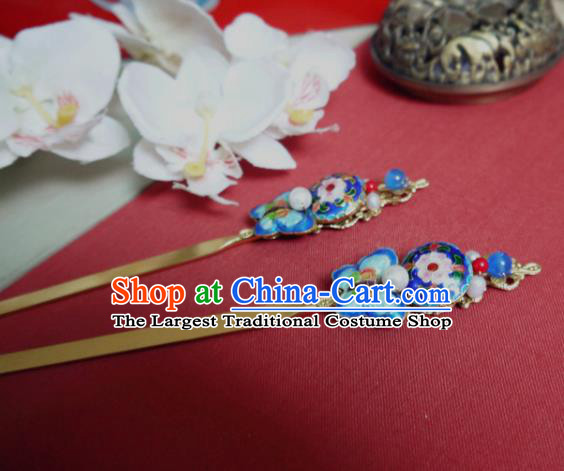 Chinese Ancient Hair Accessories Traditional Bride Hanfu Blueing Butterfly Hairpins for Women