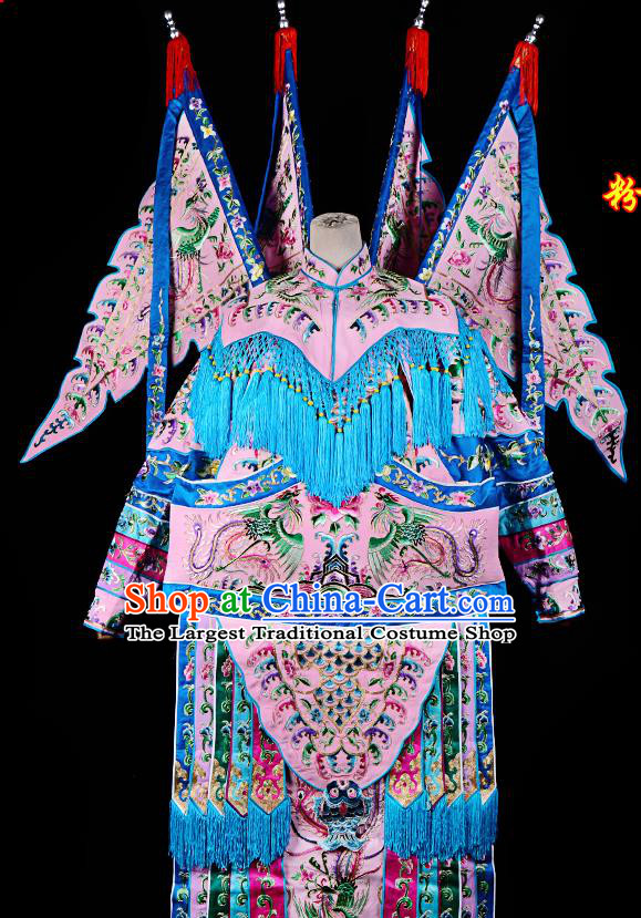 Professional Chinese Traditional Beijing Opera Female General Light Pink Costume for Adults