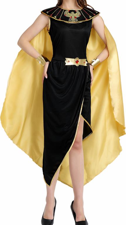 Traditional Egypt Queen Costume Ancient Egypt Garment Black Dress for Women