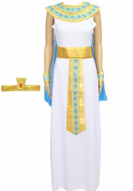 Traditional Egypt Priestess Costume Ancient Egypt Queen White Dress with Cloak for Women