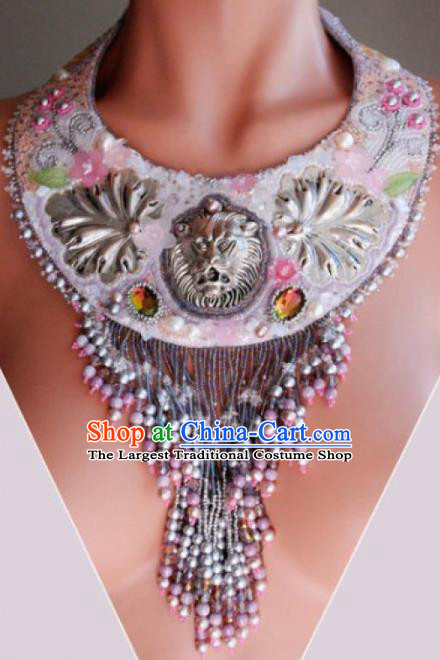Traditional Egyptian Jewelry Accessories Ancient Egypt Lion Pink Necklace for Women