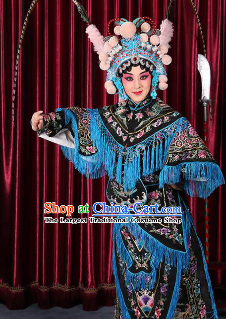 Professional Chinese Traditional Beijing Opera Magic Warriors Black Costume for Adults
