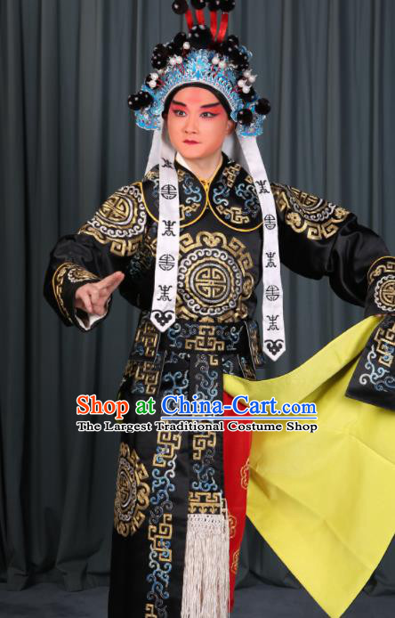 Professional Chinese Beijing Opera Takefu Costume Ancient Swordsman Black Clothing for Adults