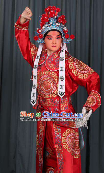 Professional Chinese Beijing Opera Takefu Costume Ancient Swordsman Red Clothing for Adults