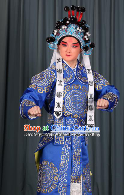 Professional Chinese Beijing Opera Takefu Costume Ancient Swordsman Royalblue Clothing for Adults