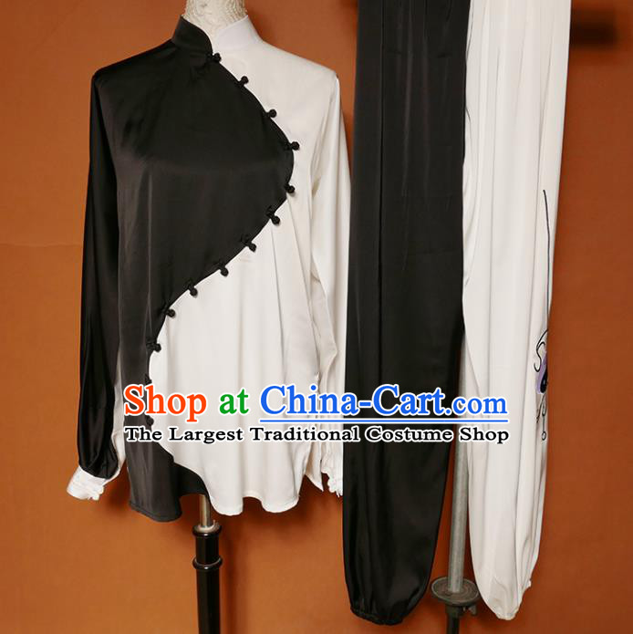 Top Grade Kung Fu Costume Martial Arts Training Tai Ji Black Uniform for Adults