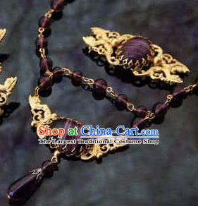 Traditional Greek Queen Jewelry Accessories Ancient Greece Amethyst Necklace for Women