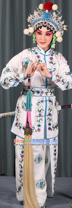 Professional Chinese Traditional Beijing Opera Blues Magic Warriors White Costume for Adults