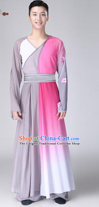 Chinese Traditional National Stage Performance Costume Classical Dance Grey Clothing for Men