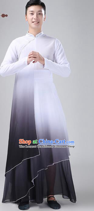 Chinese Traditional National Stage Performance Costume Classical Dance Gradient Grey Clothing for Men