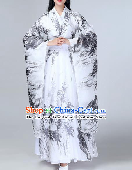 Chinese Traditional Stage Performance Dance Costume Classical Dance Ink Painting Dress for Women