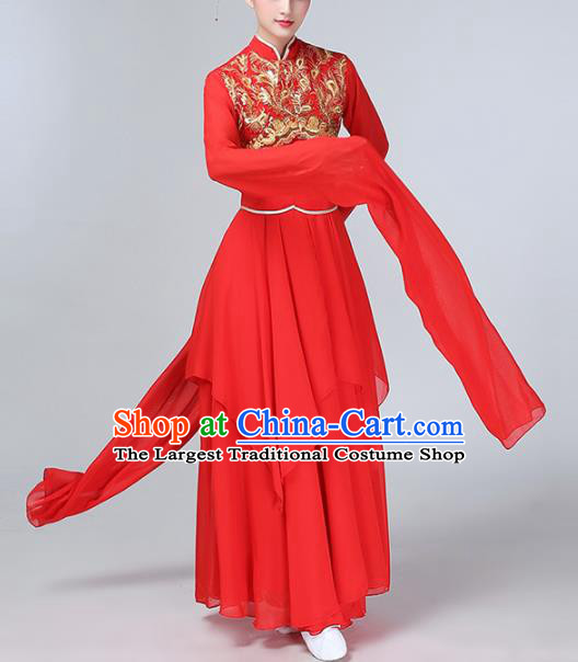 Chinese Traditional Water Sleeve Dance Costume Classical Dance Red Hanfu Dress for Women