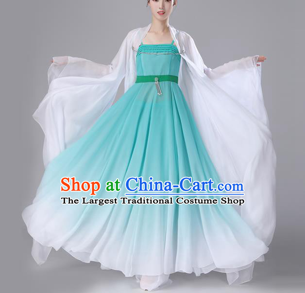 Chinese Traditional Stage Performance Costume Classical Dance Umbrella Dance Green Dress for Women