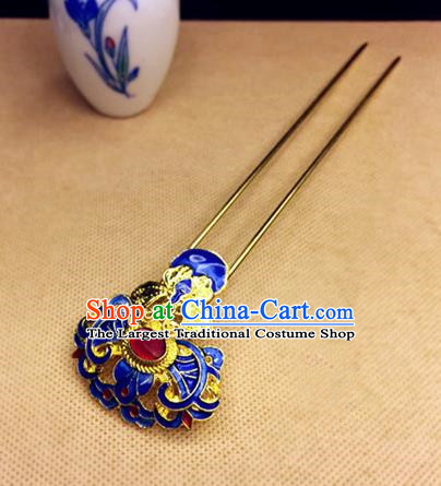 Chinese Ancient Handmade Palace Blueing Chrysanthemum Hairpins Traditional Classical Hair Accessories for Women