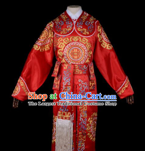 Professional Chinese Beijing Opera Takefu Costume Ancient Swordsmen Red Clothing for Adults