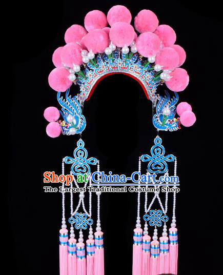 Chinese Beijing Opera Imperial Consort Hair Accessories Ancient Palace Pink Phoenix Coronet for Women