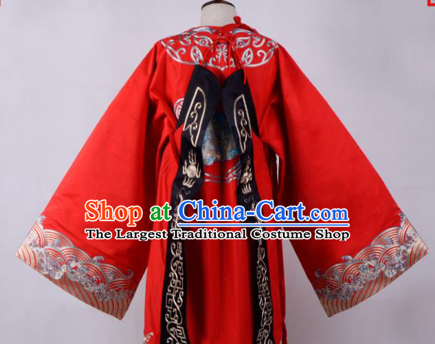 Professional Chinese Beijing Opera Minister Costume Ancient Scholar Red Robe for Adults