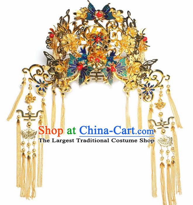 Handmade Chinese Ancient Bride Phoenix Coronet Hairpins Traditional Hair Accessories Headdress for Women
