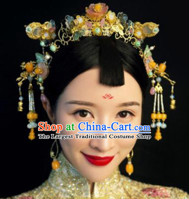 Handmade Chinese Ancient Hairpins Golden Hair Clasp Traditional Hair Accessories Headdress for Women