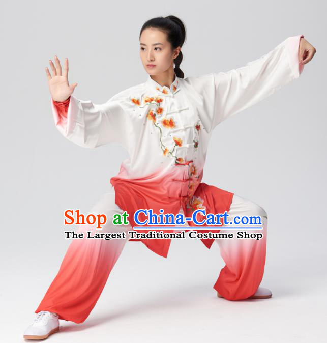 Chinese Traditional Tai Chi Group Embroidered Mangnolia Costume Martial Arts Kung Fu Competition Clothing for Women