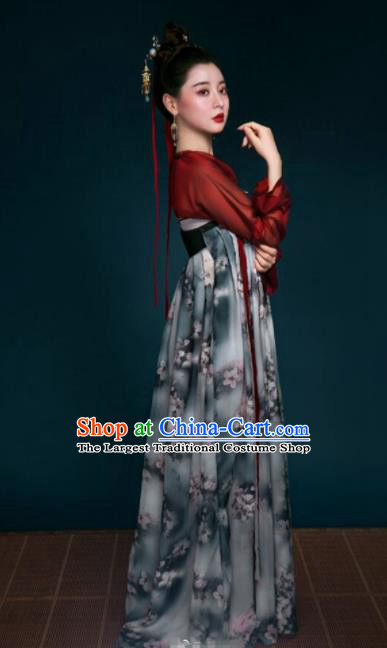 Chinese Traditional Tang Dynasty Palace Lady Historical Costume Ancient Peri Hanfu Dress for Women