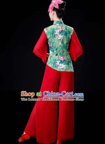 Chinese Traditional Folk Dance Red Clothing Yangko Group Dance Stage Performance Costume for Women