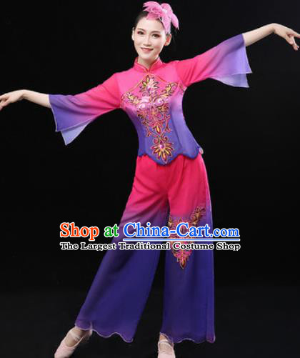 Chinese Traditional Folk Dance Fan Dance Clothing Group Yangko Dance Stage Performance Costume for Women