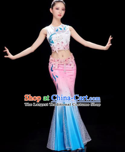 Traditional Chinese Dai Nationality Folk Dance Dress National Ethnic Peacock Dance Costume for Women