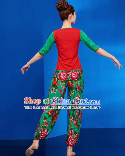 Traditional Chinese Folk Dance Stage Show Clothing Group Yangko Dance Red Costume for Women
