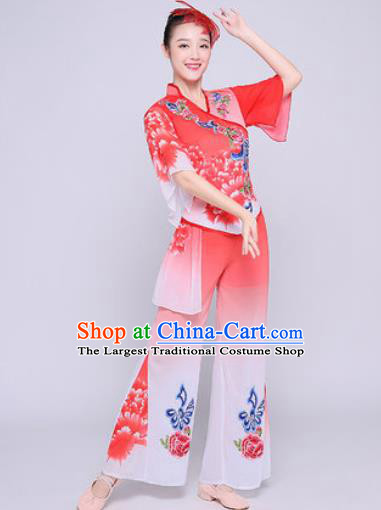 Chinese Traditional Fan Dance Clothing Folk Dance Group Yangko Dance Costume for Women