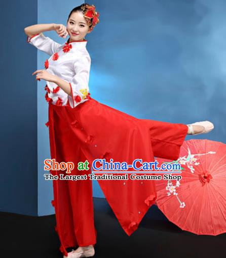 Traditional Chinese Folk Dance Stage Show Clothing Group Fan Dance Yangko Costume for Women