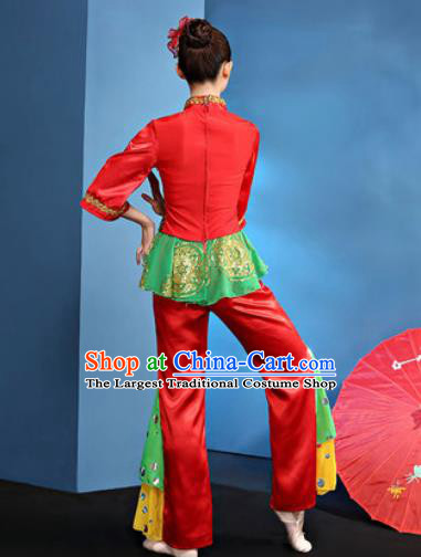 Traditional Chinese Folk Dance Yangko Stage Show Clothing Group Fan Dance Costume for Women