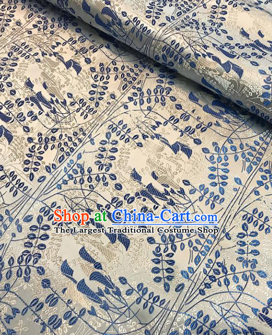 Asian Chinese Royal Pattern White Brocade Fabric Traditional Silk Fabric Tang Suit Material