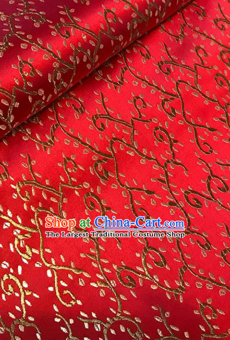 Asian Chinese Royal Sesame Flower Pattern Red Brocade Fabric Traditional Silk Fabric Tang Suit Material