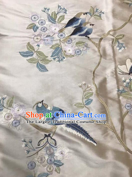Asian Chinese Royal Embroidered Plum Blossom Pattern Beige Brocade Fabric Traditional Cheongsam Silk Fabric Material