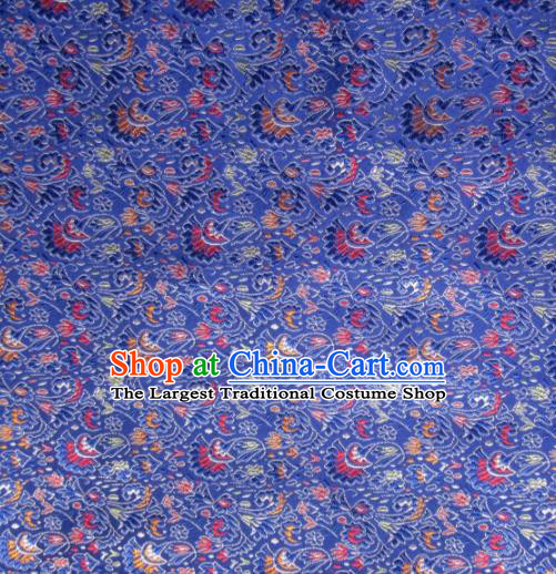 Asian Chinese Traditional Cockscomb Pattern Blue Satin Brocade Fabric Tang Suit Silk Material