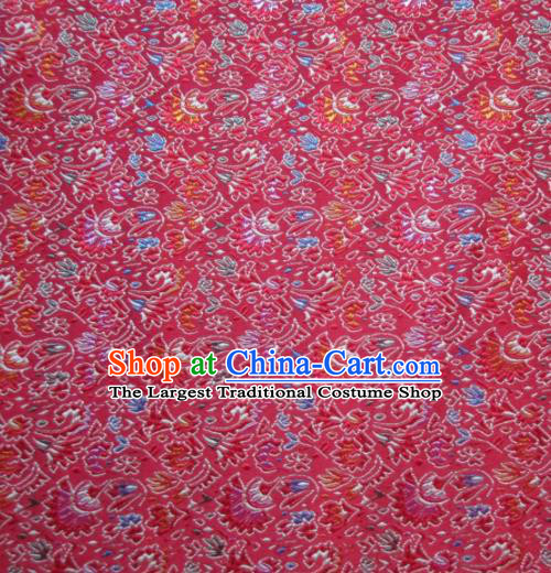 Asian Chinese Traditional Cockscomb Pattern Red Satin Brocade Fabric Tang Suit Silk Material