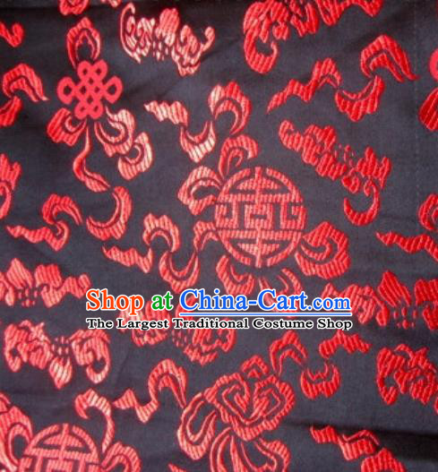 Asian Chinese Traditional Pomegranate Pattern Black Satin Brocade Fabric Tang Suit Silk Material