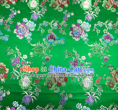 Asian Chinese Traditional Tang Suit Peony Pattern Green Nanjing Brocade Fabric Silk Fabric Material