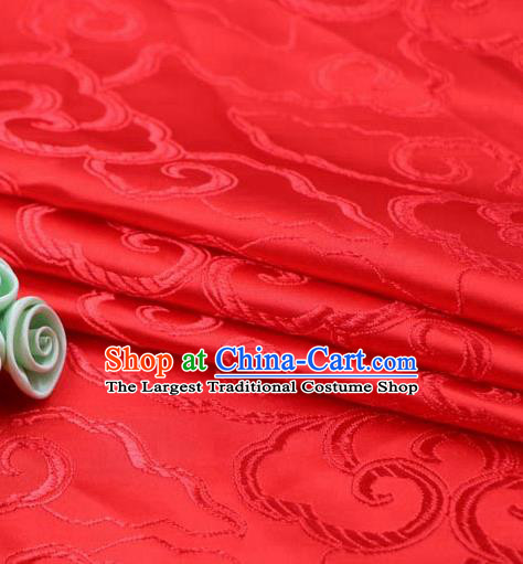 Asian Chinese Traditional Royal Auspicious Clouds Pattern Red Brocade Fabric Tang Suit Silk Fabric Material
