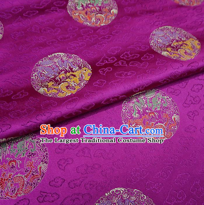 Asian Chinese Classical Dragons Design Pattern Rosy Brocade Traditional Cheongsam Satin Fabric Tang Suit Silk Material