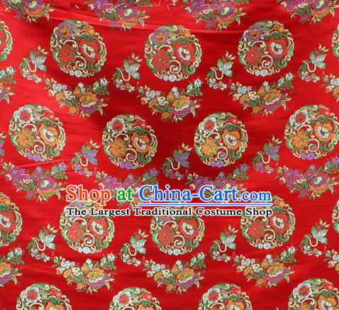 Asian Chinese Classical Lotus Flowers Pattern Purplish Red Nanjing Brocade Traditional Tibetan Robe Satin Fabric Silk Material
