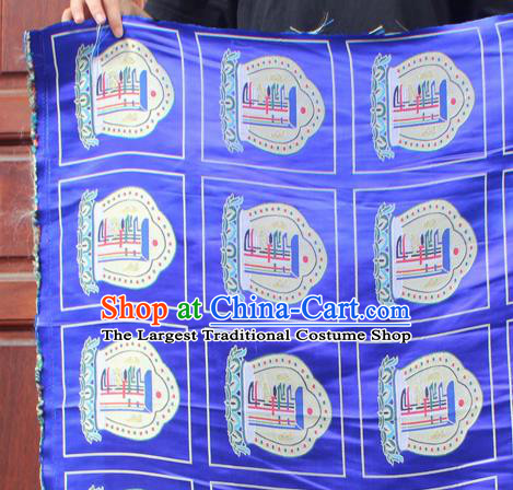 Asian Chinese Classical Buddhism Pattern Royalblue Nanjing Brocade Traditional Tibetan Robe Satin Fabric Silk Material
