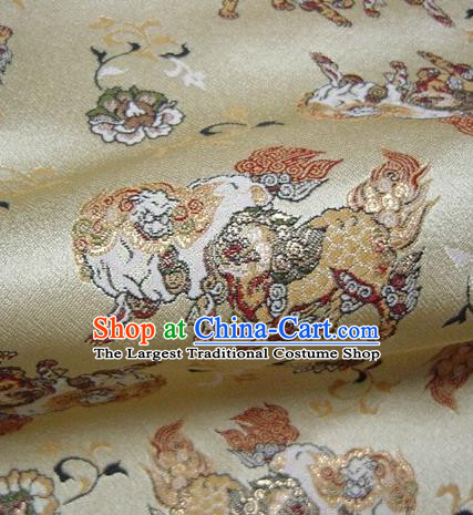 Asian Traditional Baldachin Classical Lion Pattern Golden Brocade Fabric Japanese Kimono Tapestry Satin Silk Material