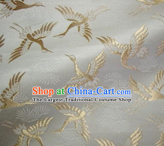 Asian Japanese Tapestry Satin Traditional Kimono Classical Golden Cranes Pattern Brocade Fabric Baldachin Silk Material