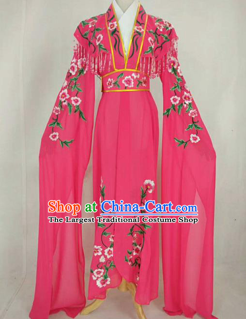 Chinese Traditional Beijing Opera Peri Princess Rosy Embroidered Dress Ancient Nobility Lady Costume for Women