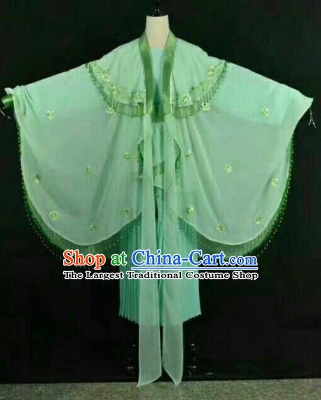 Chinese Traditional Beijing Opera Blues Green Dress Ancient Swordswoman Costume for Women
