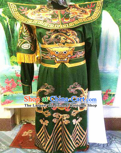 Chinese Traditional Beijing Opera Warrior Embroidered Green Clothing Peking Opera Takefu Costume for Men
