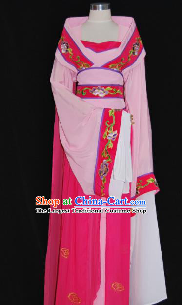 Chinese Traditional Beijing Opera Princess Pink Dress Ancient Peri Embroidered Costume for Women